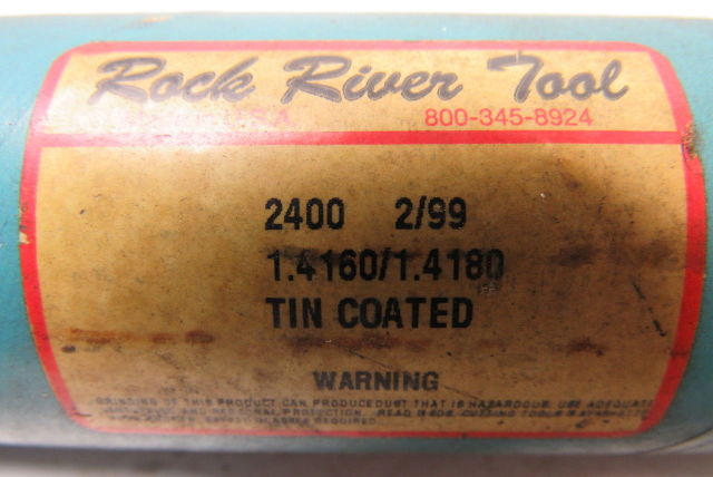 Rock River 2400 1.4160X12" OAL 8 Straight Flute Tin Coated Chucking Reamer