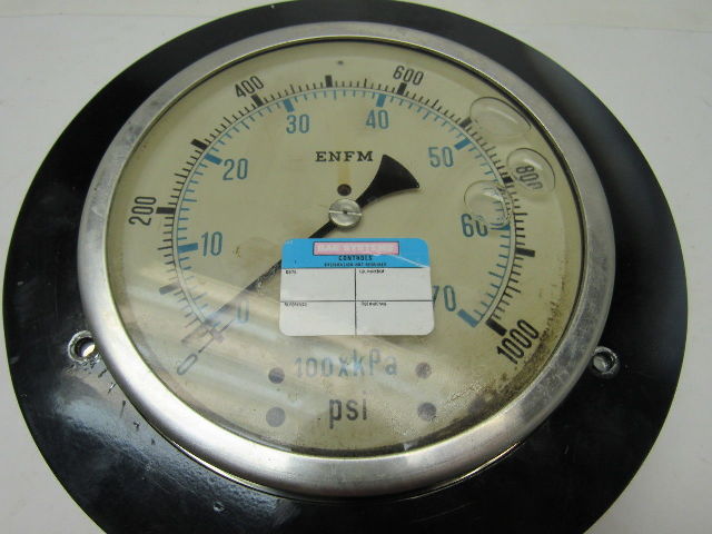 ENFM 6" Flanged Mount Liquid Filled Pressure Gauge 0-1000 Psi 1/2" npt Bottom