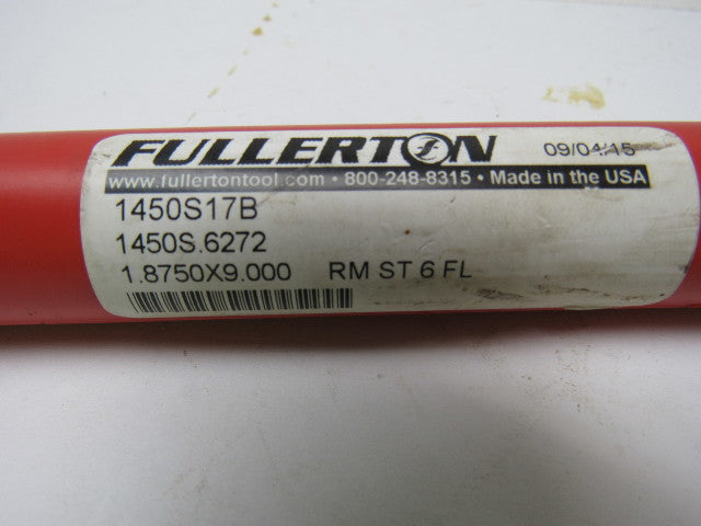 Fullerton .6272" Carbide Reamer W/Steel Shaft Series 1450 9" OAL 6 flutes