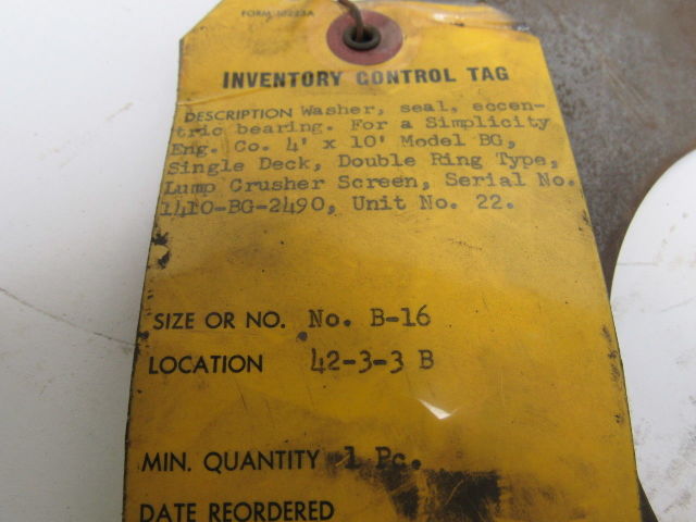 Simplicity B-16 Model BG Lump Crusher Eccentric Bearing Seal Washer