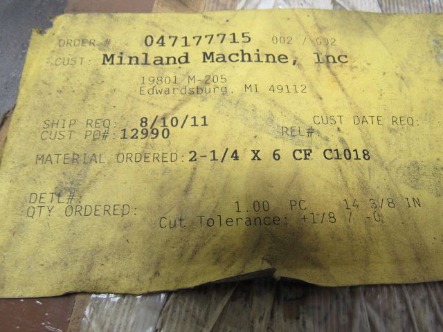 Airo 2-1/4" x 6" X 14-1/2" 1018 CF Carbon Steel Cold Finished Flat