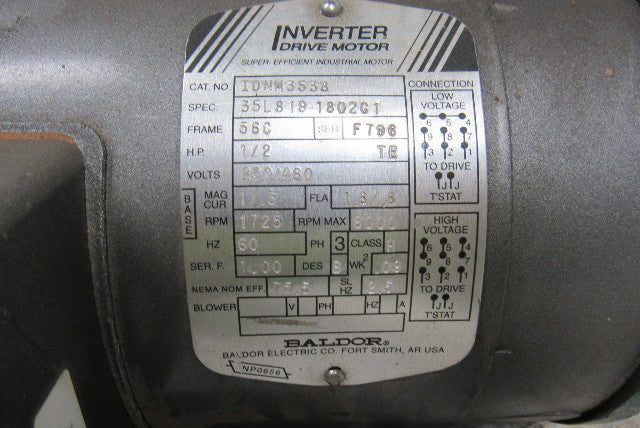 Sumitomo CNFJ4095Y8 SM-Cyclo CNFJ-4095Y8 1/2HP Gearmotor 8:1 Ratio 230/460V 3Ph
