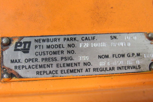 PTI F2F100HF-BPOVFD 5" X 20" Aluminum Inline Filter Housing W/1-1/2" Ports