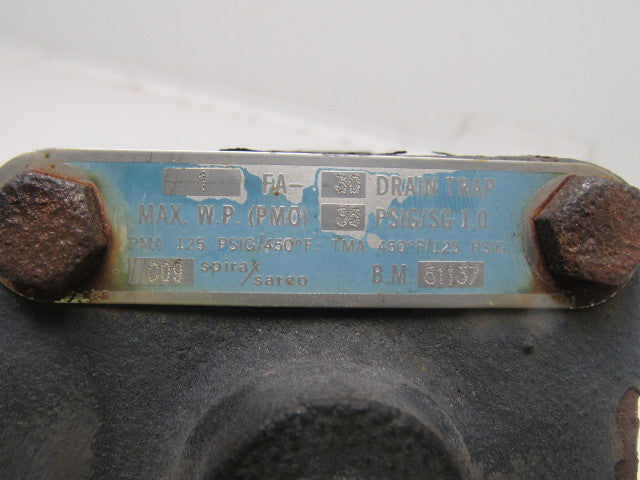 Spirax Sarco FA30 1" Cast Iron Liquid Drain Trap 125PSI/0-450°F