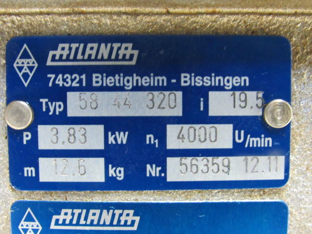 Atlanta 58 44 320 19.5:1 Gear Reducer 3.83kW 4000U/min 12.6Kg 28mm Hollow Output