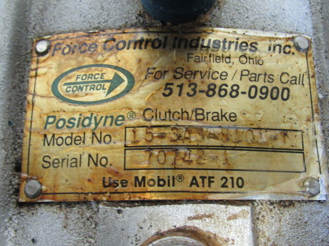 Force Control 15-3A3-U101-T Posidyne 1.5 Clutch Brake 7/8" Shaft W/1.5HP Motor