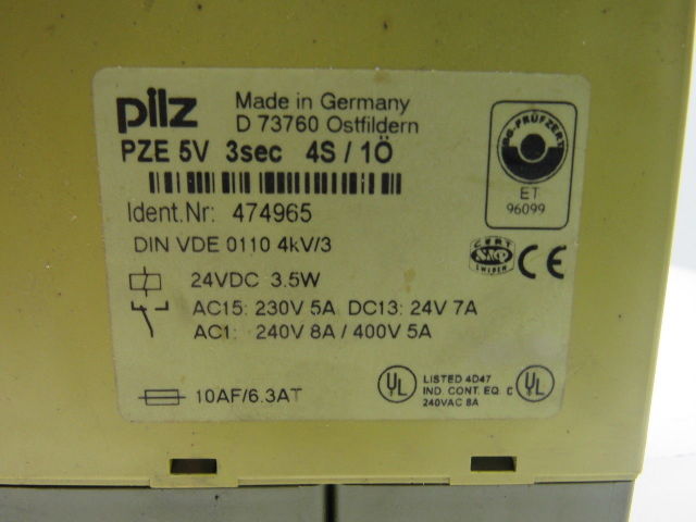 Pilz 474965 Delayed Expander Module Safety Relay 24VDC