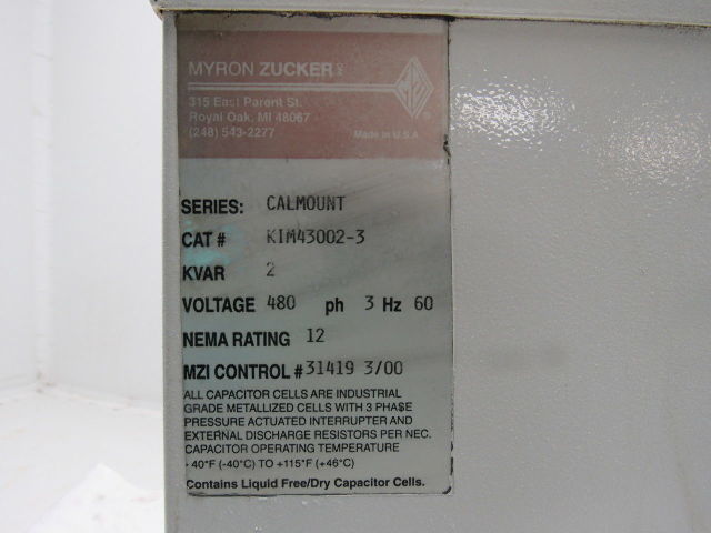 Myron Zucker KIM43002-3 Calmount 2-KVAR Capacitor 480V