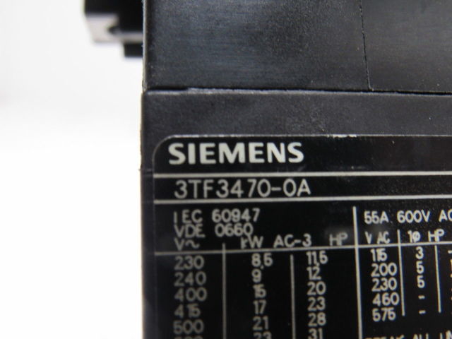 Siemens 3TF3470-0A 55A 690VAC 32Hp 3Pole Contactor 230V Coil Broken Mount