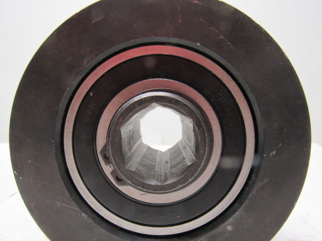 Dematic 4-13/16" OD x 2-5/8" Crowned Face End Roller 1-1/16" Hex Bore
