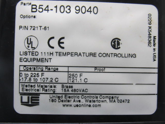 United Electric Controls 721T-81 Temperature Control