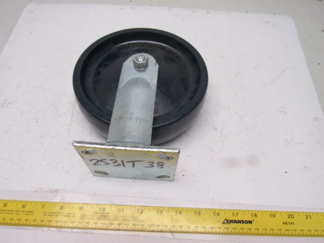 K-Wheel 8" Hard Plastic Solid Crowned Tread Ridged Caster 4x4-1/2" Plate Mount