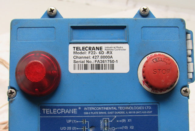 Telecrane F22-6D-RX 110V Radio Remote Control Receiver Overhead Crane