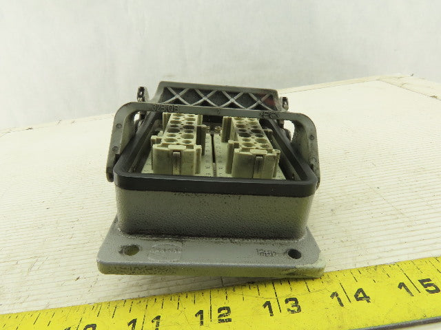 Harting 500V 13A 30 Total Female Pin Two Stack Cam Lock Panel Mount Connector