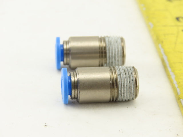 Festo 4mm Tube Push To Connect 3/8 Male Stainless Steel Fitting Lot Of 2