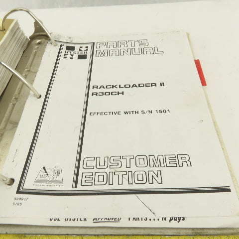 Hyster Maintenance Service Instruction Manual For R30CH Narrow Aisle Forklift