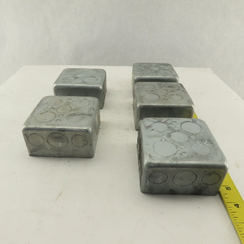 Crouse Hinds 4" Square Outlet Box Drawn Steel 2-1/8" Depth Lot of 5