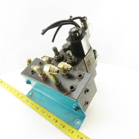 Yuken DSG-01-2B2-D24-N1-50 3 Way Hydraulic Directional Valve Manifold Assembly