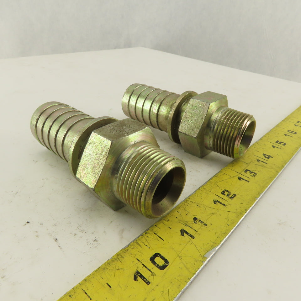Gates 3/4-14 Inverted Flare Seat Male x 1 Hose Barb Straight Fitting Lot Of 2