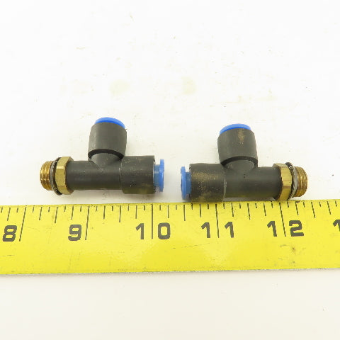 SMC 1/4NPT x 8mm x 8mm Tube Push To Connect Run Tee Lot Of 2