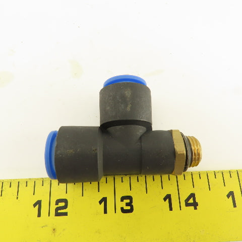 SMC 1/2-20 (-5) JIC Flare x 12mm x 12mm Tube Push To Connect Run Tee Lot Of 2