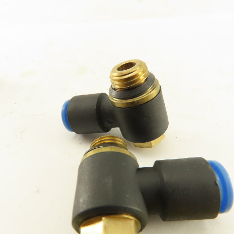 SMC 1/4NPT x 8mm Tube Push To Connect Swivel Elbow 90° Lot Of 3