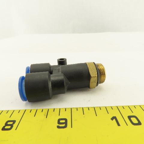 SMC 3/8-19 BSPT x 10mm Tube Push To Connect WYE Y Lot Of 2