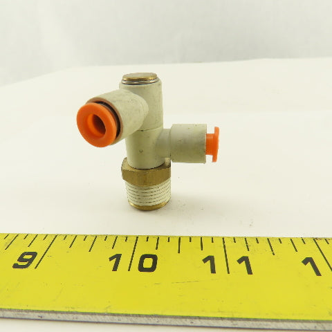 SMC 3/8NPT x 1/4 Tube Push To Connect Double Swivel Elbow Banjo Fitting