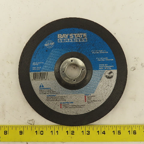 Bay State 242728 7" x 1/4" Thick Type 27 Grinding Wheel 7/8" Arbor Lot Of 8