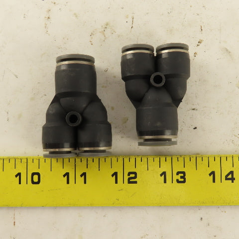 1/2" To 3/8" Push To Connect Tube Nylon Union Reducer Wye Y Lot of 2