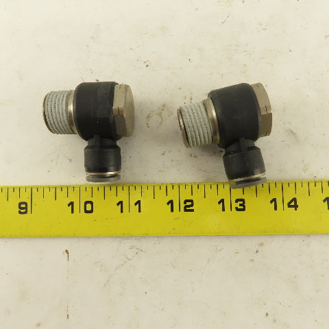 1/2" NPT x 3/8" Push To Connect Tube Nylon Swivel Elbow Fitting Lot Of 2