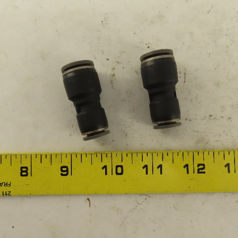 1/2" x 3/8" Push To Connect Tube Reducer Union Nylon Lot Of 2