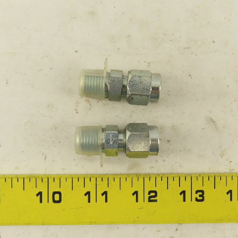 Lenz 1/4 NPT Male X 1/4" OD O Ring Tube -4 100-4-4 Connector Fitting Lot Of 2