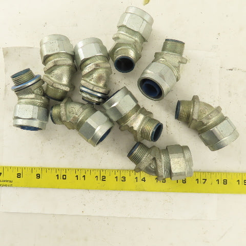 T & B 3/4" Non-Insulated 45° Malleable Iron Liquidtight Grip Connector Lot of 9