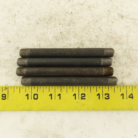 1/8" NPT x4" Schedule 80 Black Steel Welded Pipe Nipple Lot of 4