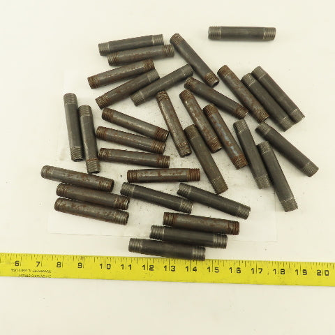 3/8" x 3-1/2" Schedule 40 Steel Welded Black Pipe Nipple Lot of 31