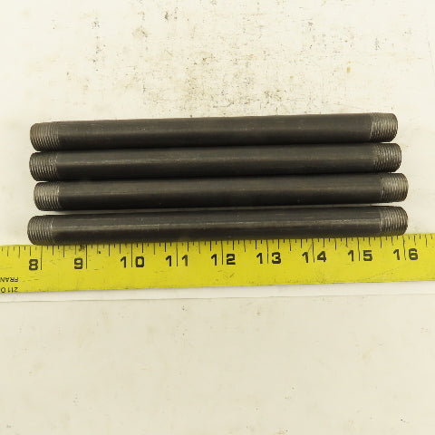 3/8" x 8" Schedule 40 Steel Welded Black Pipe Nipple Lot of 4