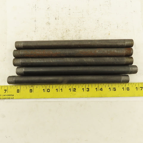 3/8" x 9" Schedule 40 Steel Welded Black Pipe Nipple Lot of 5