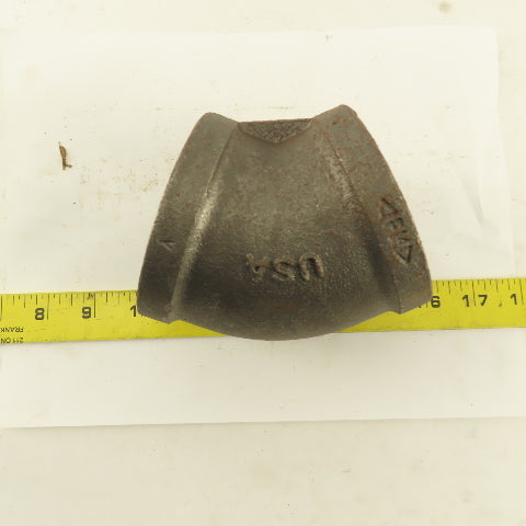 Ward 2-1/2" NPT Class 150 Malleable Iron 45° Elbow Black Pipe Fitting USA