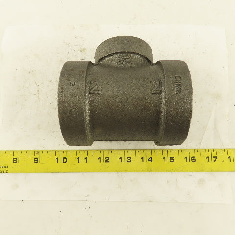 2"x2"x1-1/4" NPT 300 Malleable Iron Reducing Tee Black Pipe Fitting