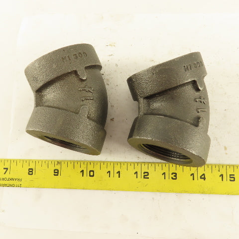 1-1/4"NPT 300 MI 45° Elbow Black Pipe Fitting lot of 2