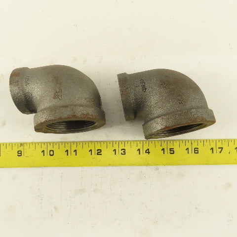 Anvil 1-1/2 to 1" NPT Skd 40 Malleable 90° Reducing Elbow Black Pipe USA Lot/2
