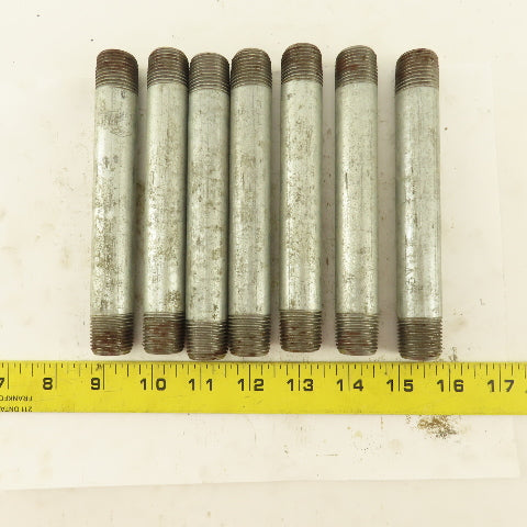 1/2" NPT x 6" Galvanized Iron Pipe Nipple Fitting Schedule 40 Lot of 7