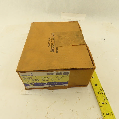 Square D VCCT-500-500 4/0-500 MCM TEE Compression TiN Coated Copper Lot Of 6