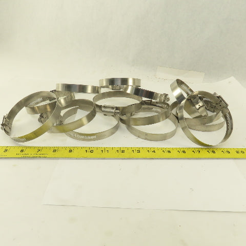 Stainless Steel Worm Gear Hose Clamps 3" - 4" Lot Of 14