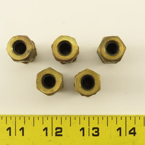 Imperial Flex 5/16" Hose x 1/4" NPT Brass Compression Straight Union Lot Of 5