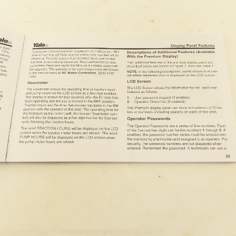 Yale 524272099 ERC070-120HH (C839) Forklift Operating Manual