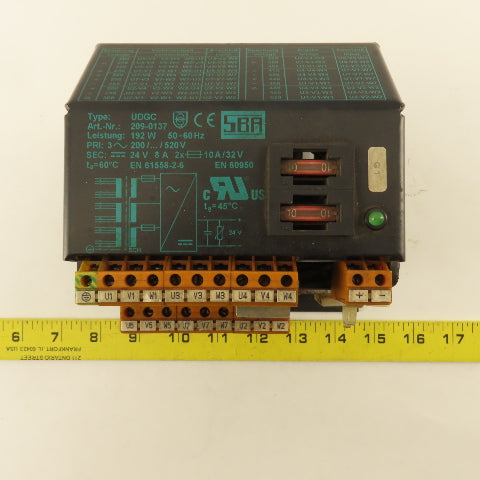 SBA 209-0137 Type UDGC Multi Tap Transformer 200/520VAC 24VDC Sec. 192W 10A 3Ph