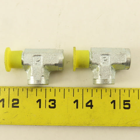 Parker 1/8" NPT Male Run TEE x Female x Female Steel Zinc Coated Lot Of 2