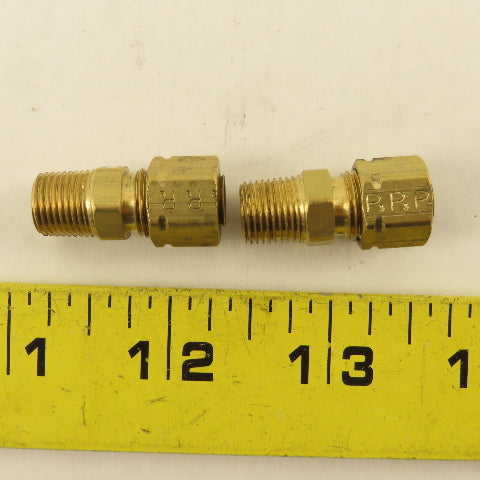 Parker 1/4" Tube Compression x 1/8" NPT Male Brass Straight Fitting Lot Of 2